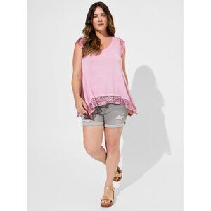 NWT Torrid Pink Super Soft Lace Flutter Sleeve Swing Top